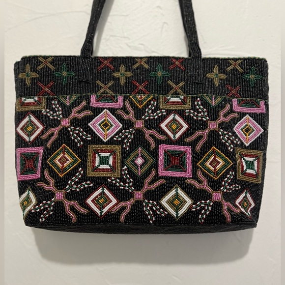 Embroidered beaded Black Tote Bag - Picture 1 of 6